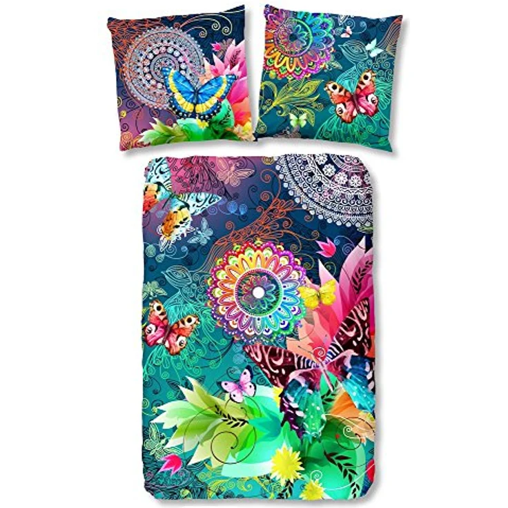 Hip Parada bettwäsche mit farbigen Figuren und Schmetterlinge, 100% Baumwolle/Satin-155x220cm, Satin, Multi Colour, 220x155x0.5 cm - Preisvergleich – Bild 10