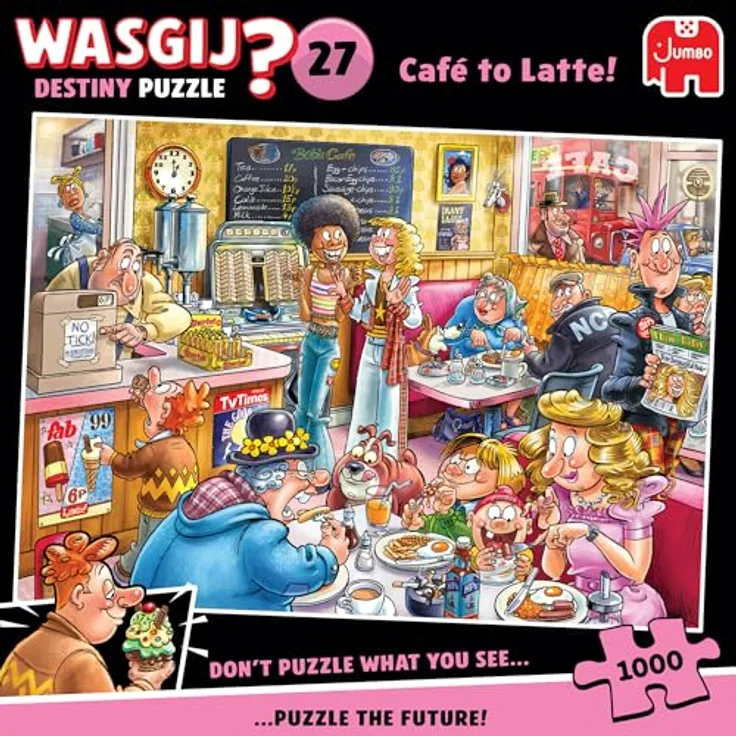 Jumbo Wasgij Destiny 27 - Von der Cafeteria zur Kaffeebar! - 1000 Teile Puzzle, umweltfreundlicher Karton, 68 x 49 cm