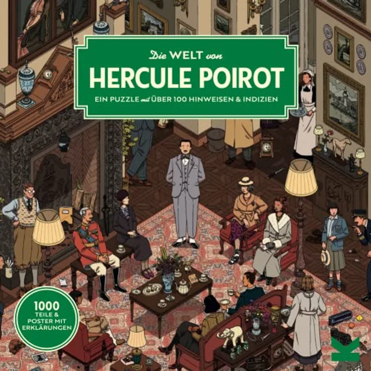 Laurence King Die Welt von Hercule Poirot, 1000 Teile-Puzzle, mit A2-Poster und detektivischen Hinweisen, Weiß, 20x30 cm