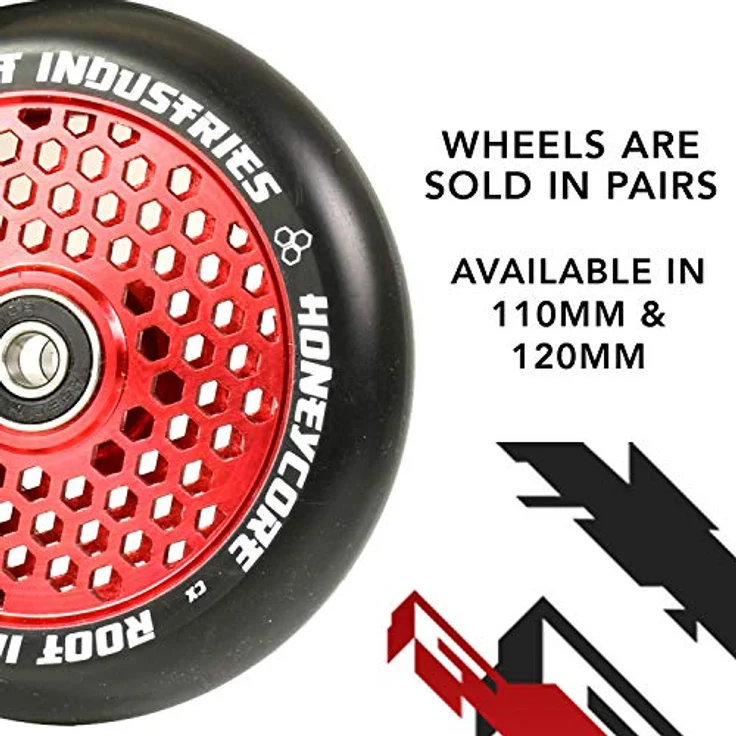 Root Industries Stuntscooter 2 x Root Industries Honeycore Stunt-Scooter Rolle 110mm Rot/PU Schwarz - Leichte Stunt-Scooter Rolle mit Honeycore Design – Bild 2