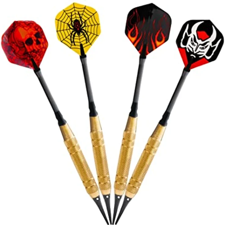 Karella Softdarts Großbox 24 St., Messingbarrel, Alushaft, 18g, 2 BA Kleingewinde, Schwarze Softspitze – Bild 2