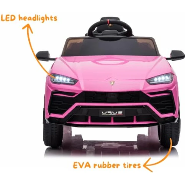 Vrooomy Lamborghini Urus Kinder Elektroauto 12V mit Fernbedienung, geeignet für 1-6 Jahre, rosa, 3-6 km/h, MP3-Player, Sicherheitsgurte, 90% vormontiert – Bild 7
