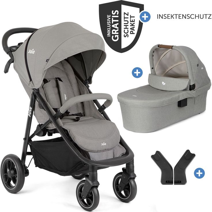 joie 2in1 Kombi-Kinderwagen-Set Litetrax, Babywanne Ramble XL, bis 22 kg belastbar, inkl. Adapter & Zubehör - Pebble mit Mobilitätsgarantie