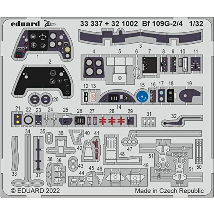 Eduard Sprue Brothers 1:32 Big ED Bf109G-2 Bf109G-4 Super Detail-Set mit 3 bemalten Masken und geätzten Teilen, EDUBIG33148 – Bild 3