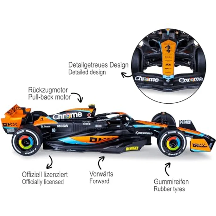 JAMARA McLaren MCL60 2023 Diecast 1:43, Modellauto mit Rückzugsmotor, detailgetreu, Geschenkidee für Kinder – Bild 4