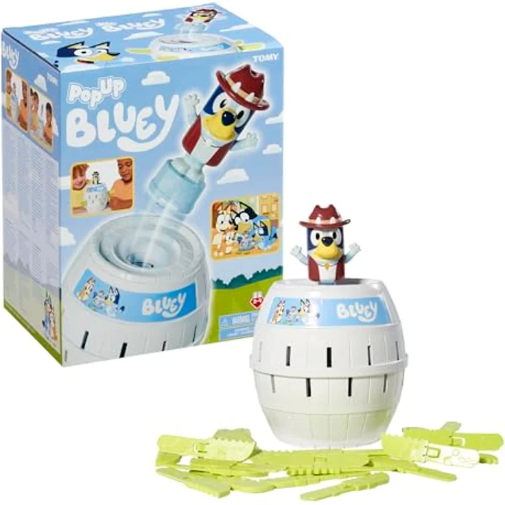 TOMY Pop Up Bluey – Lizenziertes Bluey-Spiel mit interaktiven Pop-Up-Funktionen - Brettspiel für die ganze Familie, blau – Bild 5