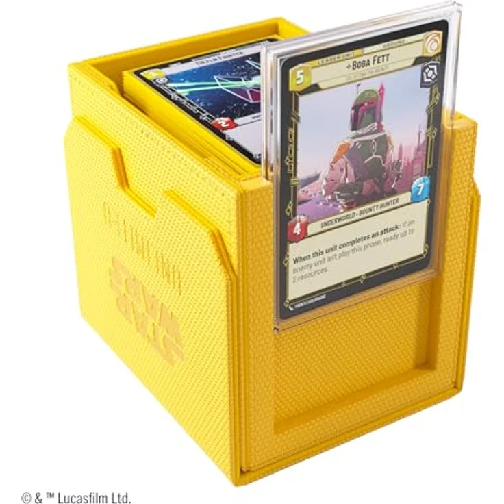Gamegenic Star Wars: Unlimited Deck Pod, Gelb, für bis zu 60 doppelt gesleevte Karten mit UV-Schutz und Schubfach für Zubehör – Bild 3