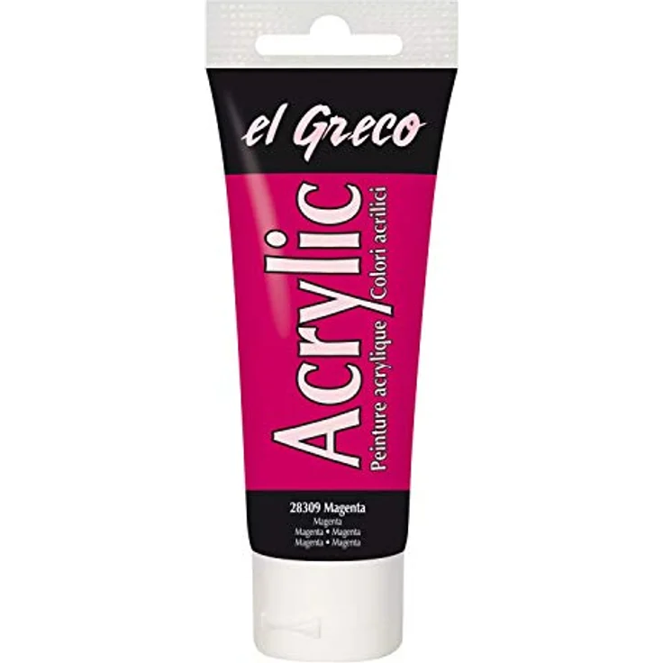 KREUL El Greco Acrylic 75 ml Tube, hochpigmentierte, glänzende Acrylfarbe in Studienqualität, magenta, buttrig vermalbar für pastose Malerei – Bild 1