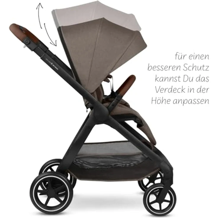 ABC Design City Life Kinderwagen / Buggy, leichter Kombikinderwagen mit 5-Punkt-Gurt, höhenverstellbarem Teleskopgriff und UV-Schutz 50+, Farbe: Nature – Bild 9