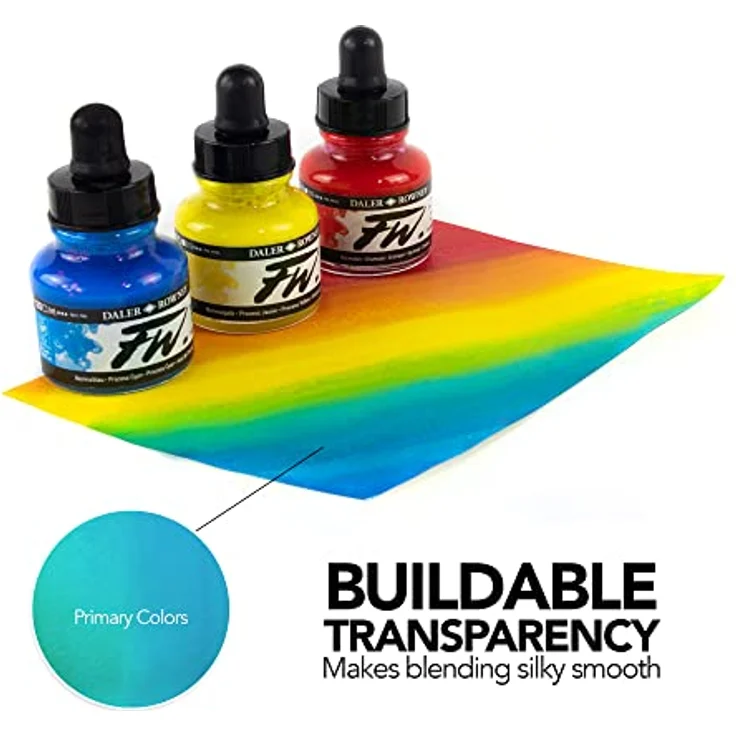 Daler Rowney FW Acrylfarbe, 29,5 ml Flasche, lichtbeständig und permanent, dunkelgrün – Bild 4