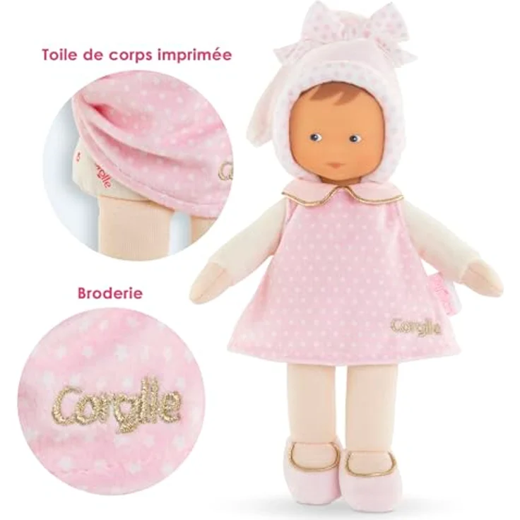 Corolle MDC Miss Sternenträume, Kuscheldoll mit 25 cm, pinkes Sternenkleid und Vanilleduft, geeignet ab Geburt – Bild 4