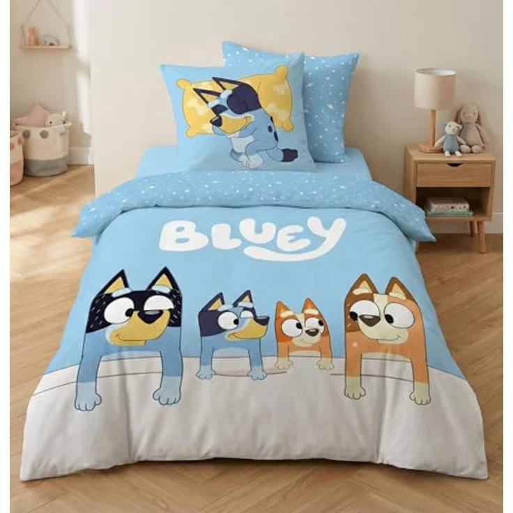 AYMAX Bettwäsche Bluey Family, wendbar für Einzelbett, Bettbezug 140 x 200 cm + Kissenbezug 65 x 65 cm, Polycotton, schadstoffgeprüft nach OEKO-TEX Standard 100 – Bild 2