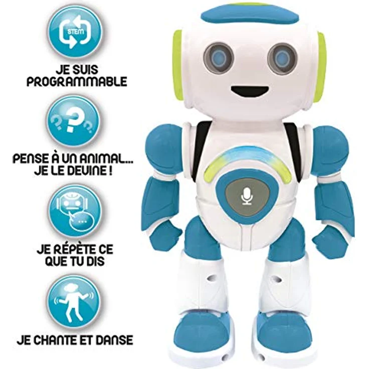 Lexibook ROB20FR Powerman Jr Intelligenter Roboter für Jungen und Mädchen, zum Spielen von Musik, Quiz Tiere, programmierba, Weiß (Französische Version) – Bild 3