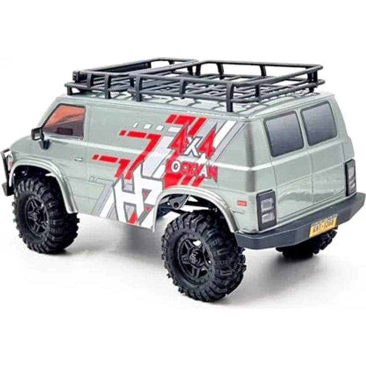 Hobby Plus Crawler CR18P EVO-V2 Rock Van, grau, RTR Brushed, 1:18 Allradantrieb (4WD), 2,4GHz mit LED-Lichtleiste und zwei Dachgepäckträgern – Bild 3
