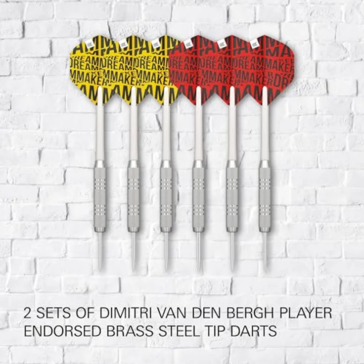 Target Darts Dimitri Van den Bergh Dartboard Set | Spieler-Edition mit 2 Steel-Dart-Sets, Wettkampfstandard Wurflinie, selbstheilendes Sisal-Dartboard – Bild 5