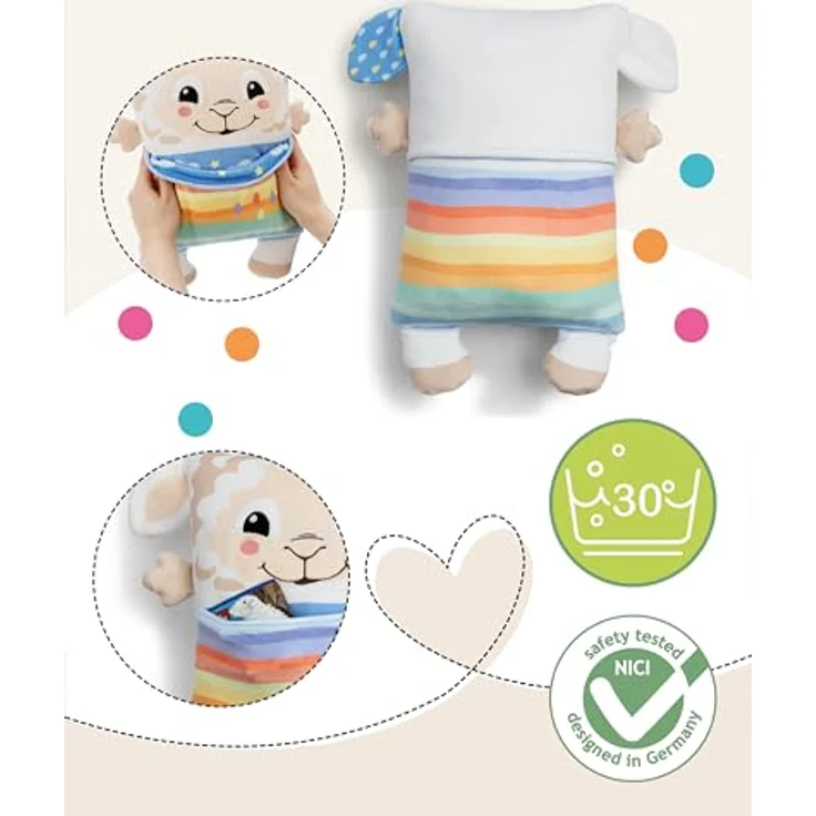 NICI Kuscheltier Schaf Cosidoo, Wendefunktion mit Stauraum, 30x20cm, beige – Bild 3