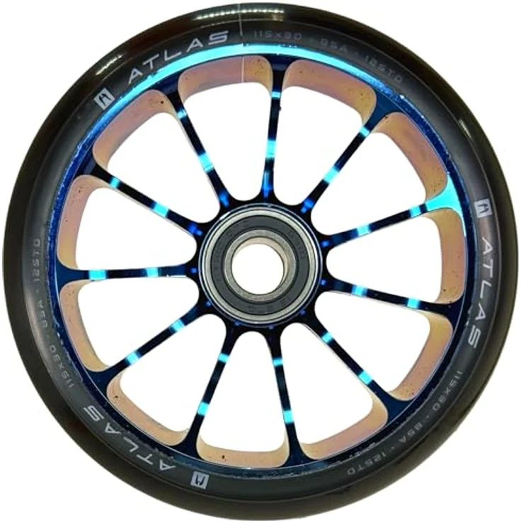 Ethic DTC Atlas Stunt-Scooter Rolle 115mm x 30mm 12std Blauchrome, Leicht mit hervorragendem Grip – Bild 3