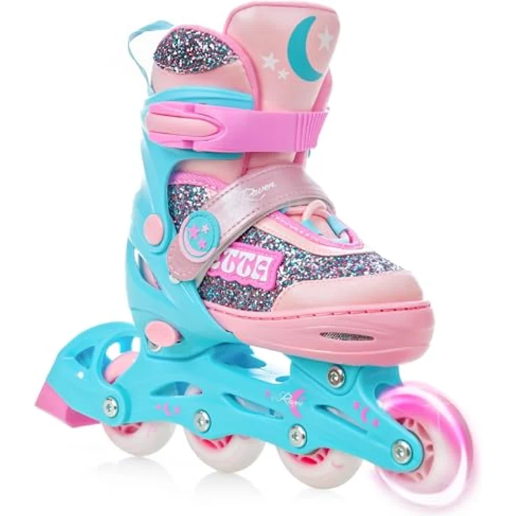 RAVEN 4in1 Inline Skates Triskates Rollschuhe Schlittschuhe Inliner für Kinder Mädchen verstellbar (Etta Blue/Pink, 34-37) – Bild 2