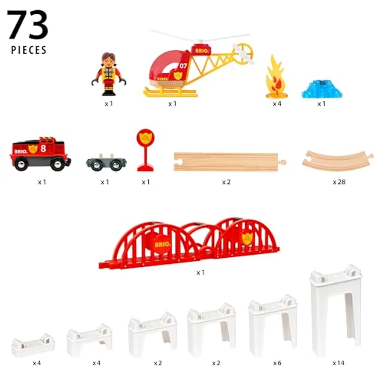Brio 63611400 Schienenpaket Berg und Tal, 63-teiliges Spiralenset mit modularen Schienen und Stützen, inkl. Lok und Zubehör – Bild 8