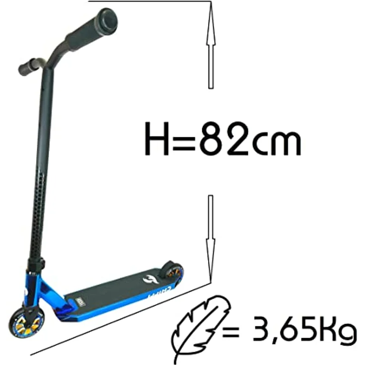F26 Chilli Pro Rocky V3 Stunt-Scooter mit integriertem Headset in Schwarz/Blauchrome + Fantic26 Griptape – Bild 2