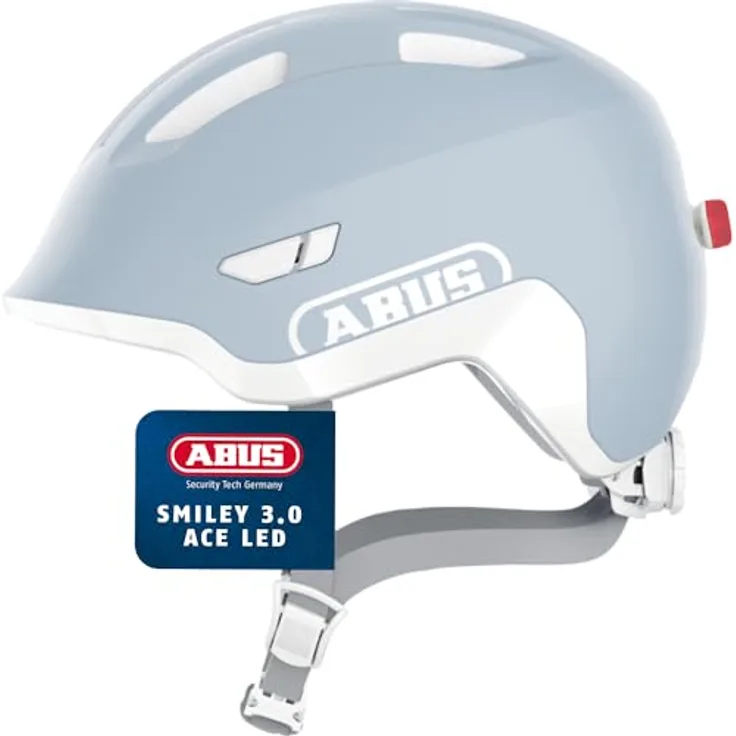 ABUS Kinderhelm Smiley 3.0 LED - Fahrradhelm mit Licht - Tiefe Passform &  Platz fr einen Zopf - fr Mdchen und Jungs - Pure Lavender, Gre M:  Tests, Infos & Preisvergleich