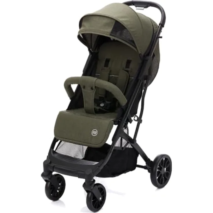 Fillikid Kinder-Buggy Styler Elite, oliv melange - Kompakter Sportwagen mit ausziehbarem Trolleygriff und großem Korb