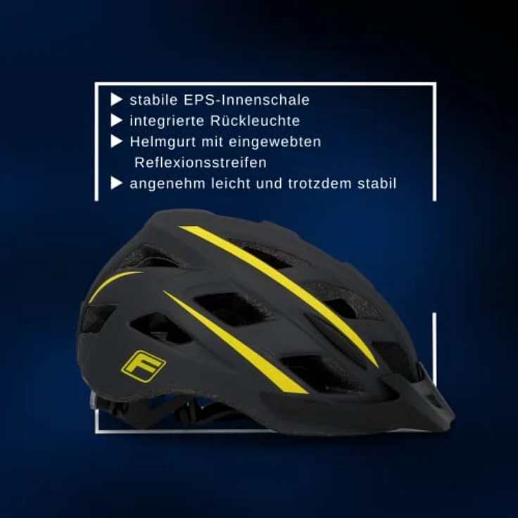 FISCHER Fahrrad Urban Montis Helm, schwarz/gelb, Größe 52-59 cm – Bild 8