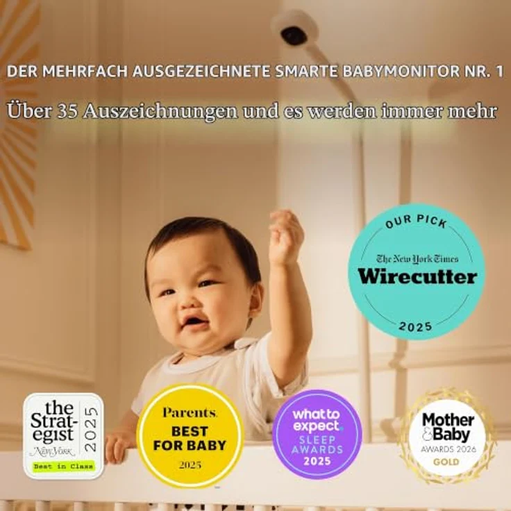 Nanit Pro Kamera Babyphone Komplettset, Bodenständer, Atemüberwachungsband, 130° HD-Kamera, Zwei-Wege-Audio, 12 Monate Insights – Bild 5