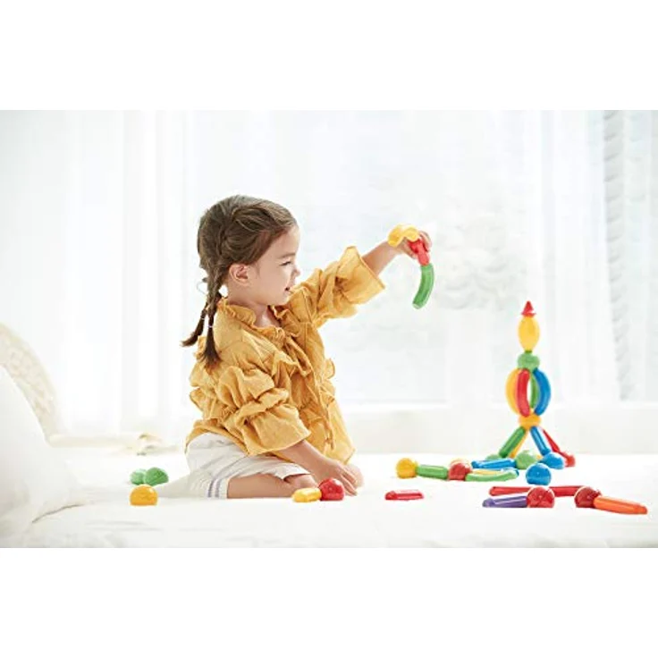 Stick-O magnetische Bausteine für Kinder ab 1 Jahre, kreatives Konstruktionsspielzeug, Lernspielzeug mit Magnet, 36 Modelle für Mädchen und Jungen, Montessori Spielzeug, 20 Teile Set, – Bild 2