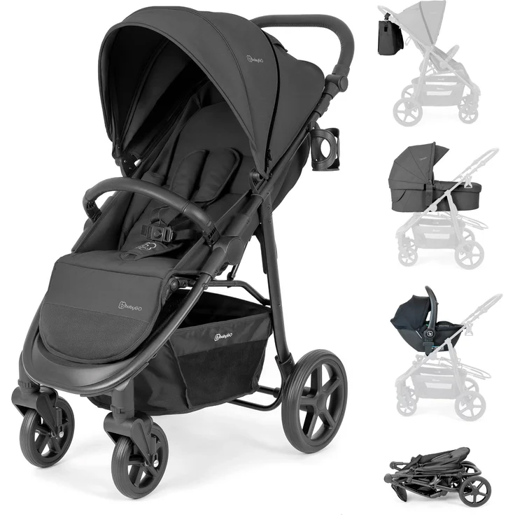 BabyGo Evolution 3in1 Kombikinderwagen, inkl. Babyschale, black