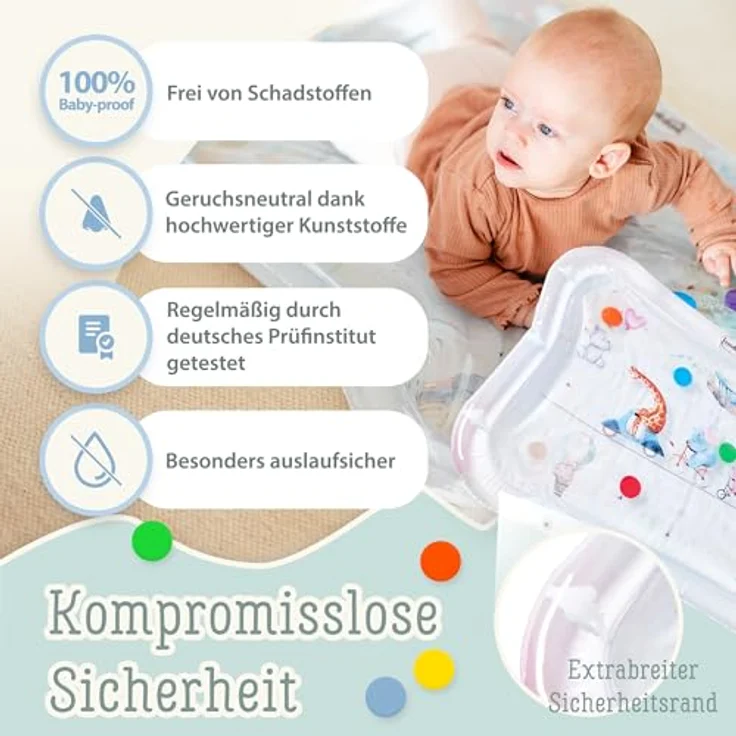 Freudeskind TummyTime Wassermatte XXL, 2-in-1 Wasserspielmatte für Babys, 100% Phtalate- & BPA-frei, 80 × 60 cm, für die Bauchlage ab 0 bis 24 Monate – Bild 5