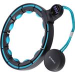 HMS HHM17 Hula-Hoop-Reifen, Hula Hoop mit Gewicht und Zähler, schwarz/türkis, mit digitalem USB-aufladbarem Display und Magneten