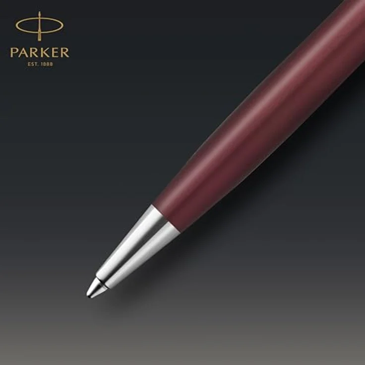 Parker Sonnet Premium Kugelschreiber, Edelstahl mit rotem Finish, M-Mine – Bild 5