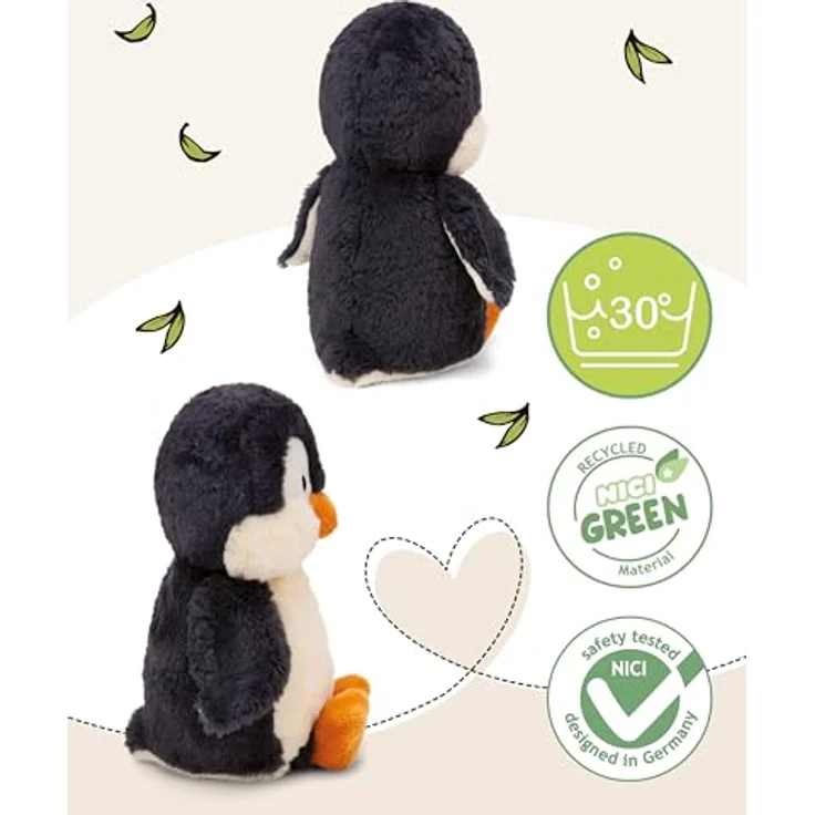 Nici Kuscheltier NICI Selection, Pinguin Peppi, 25cm - Flauschiger RPET-Plüsch, schwarz-weiß, umweltfreundlich – Bild 3