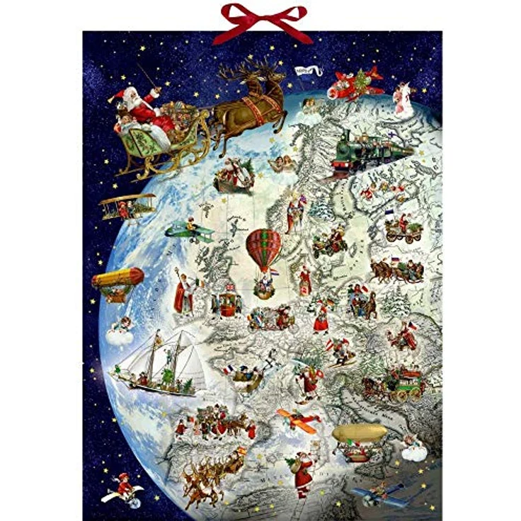 Coppenrath Verlag Der Dienstplan des Weihnachtsmanns, Wand-Adventskalender mit Glitter und Schleifenband, interaktive Entdeckungstour durch Weihnachtsbräuche – Bild 2
