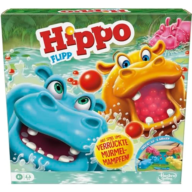 Hasbro Gaming Hippo Flipp Brettspiel, Spiel ums verrückte Murmelmampfen, für Vorschulkinder, bunt – Bild 1