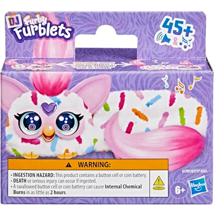 Furby DJ Furblets Berry-Cup-Cake Plüschspielzeug mit dehnbarem Körper, interaktiven Geräuschen und Schlüsselanhänger für unterwegs – Bild 2