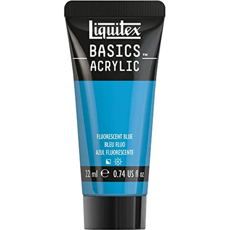 Liquitex Basics Acrylfarbe 8870498, Blau Fluo, 22 ml Tube, lichtecht, mittlere Viskosität, seidenglänzend, monopigmentiert, Archivqualität