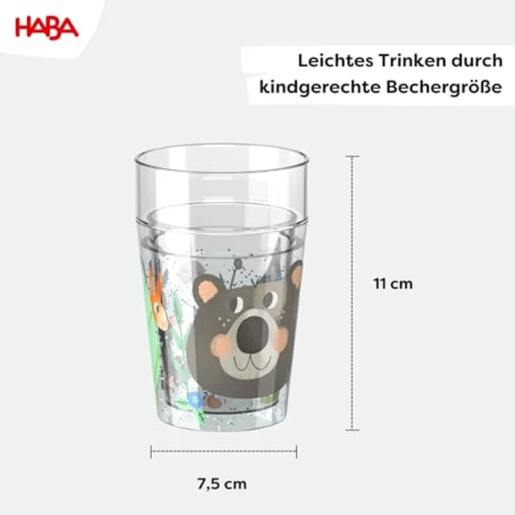 Haba Glitzerbecher 150 ml, Kindertrinkbecher mit Waldmotiv und Glitzereffekt, bruchsicher – Bild 3