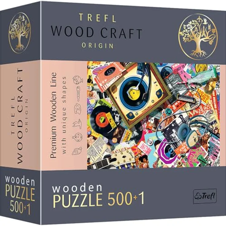 Trefl - Holz Puzzle: In der Welt der Musik - 500+1 Teile, Wood Craft, Unregelmäßige Formen, 50 Figuren, Modernes Premium Puzzlespiel, DIY, für Erwachsene und Kinder ab 12 Jahren – Bild 1