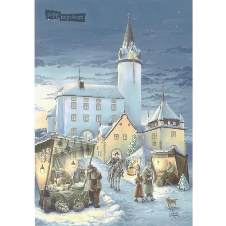 Pappnoptikum Rapunzel Adventskalender – Schloss Purschenstein, Veränderlich, Papier, 38 x 27 cm, hergestellt in Sachsen