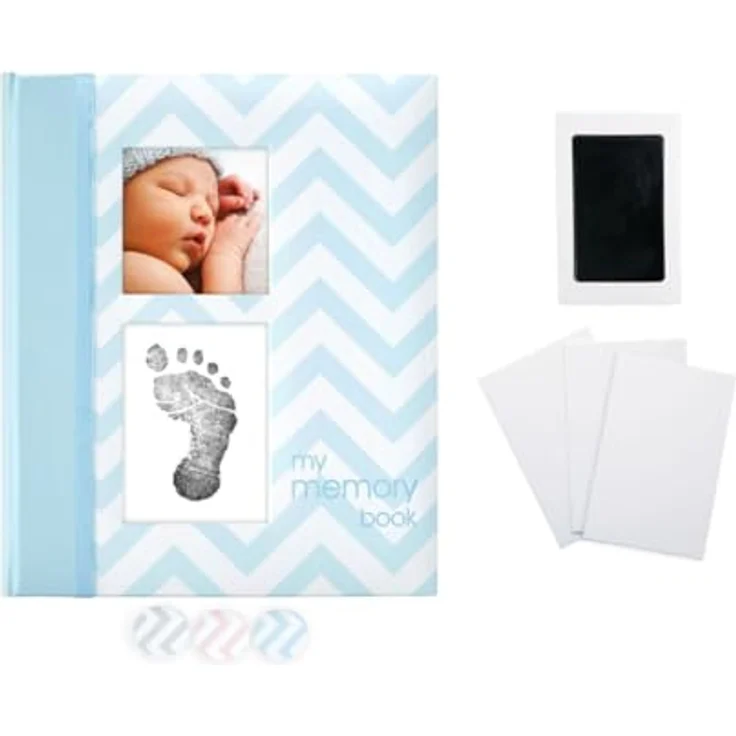 Pearhead P62201 Chevron Babybuch mit Clean Touch Stempelkissen, blau (Texte auf Englisch) – Bild 2