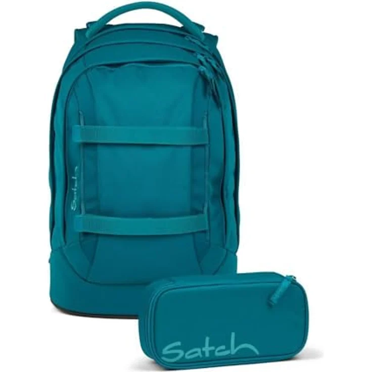 Satch pack Schulrucksack Set 2tlg. Deep Petrol, inkl. Schlamperbox mit 3D Soft-Mesh Rückensystem und Organizerfach – Bild 1