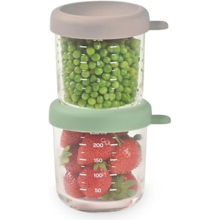 Beaba Aufbewahrungsbehälter 2er Pack aus Glas 250 ml, luftdicht, Sage Green Gazelle – Bild 1