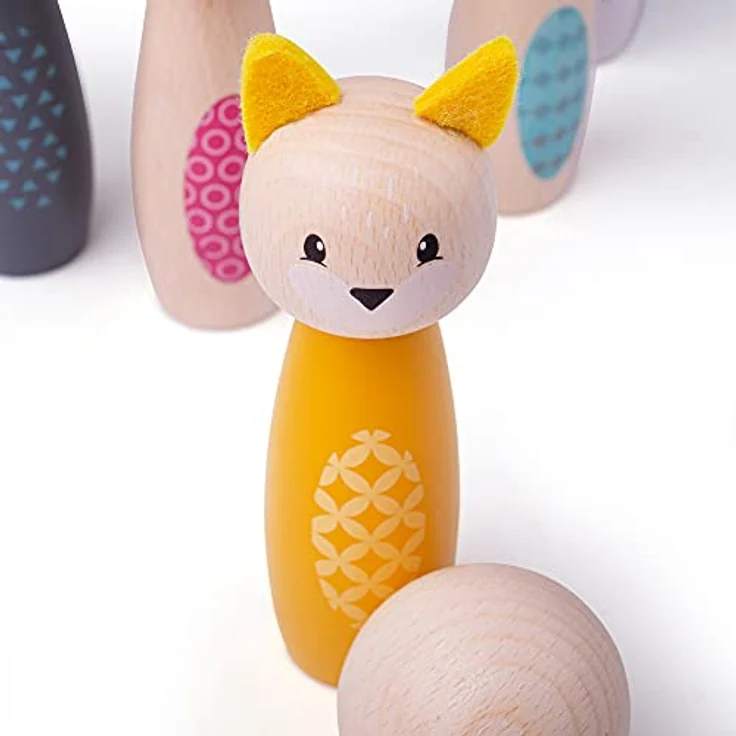 Bigjigs Toys 100% FSC® Certified Animal Skittles, Wurfspiel aus FSC-zertifizierten Materialien, geeignet für Kinder ab 2 Jahren, leuchtende Farben, 0,4 kg – Bild 3