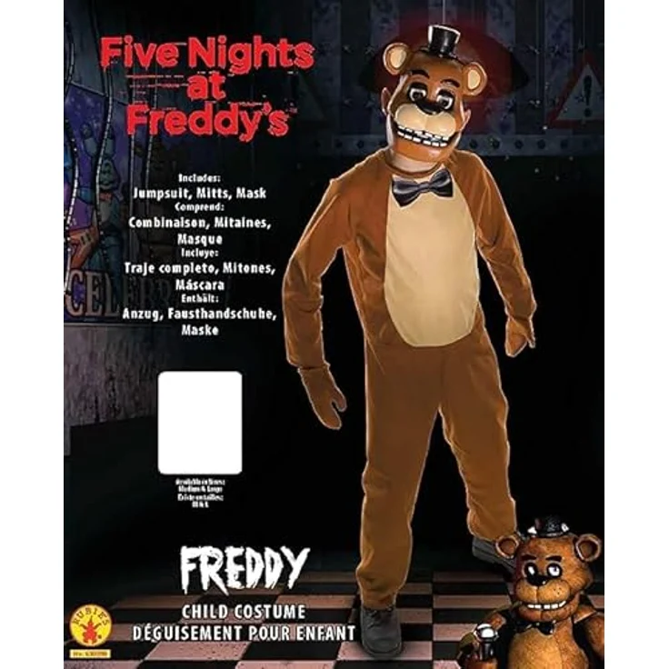 Rubie's Offizielles Five Nights at Freddy's Kinderkostüm Freddy, Overall mit Handschuhen und Maske, groß (8-10 Jahre) – Bild 4