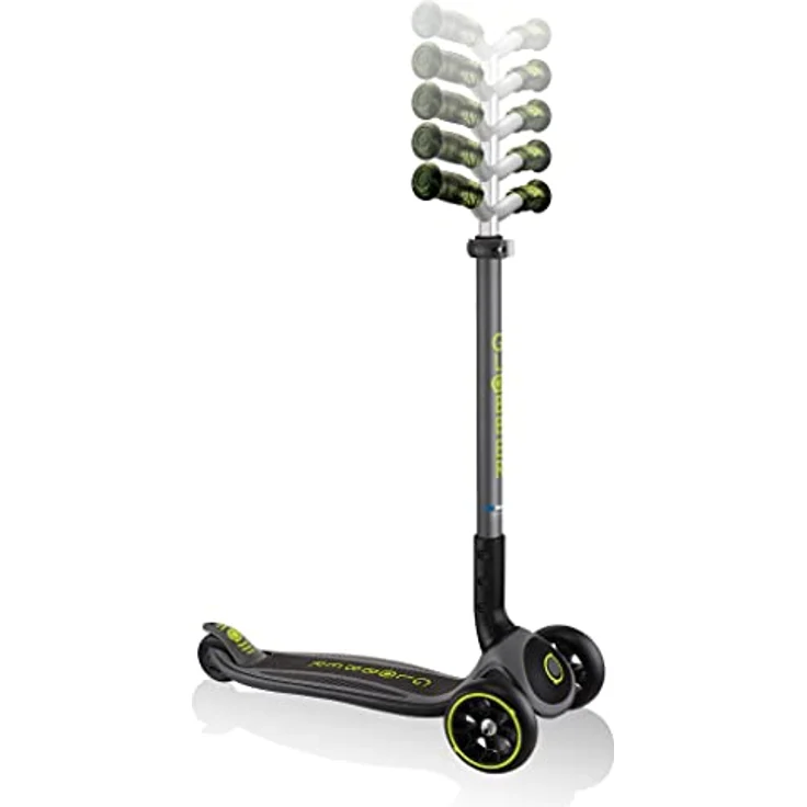Globber Master Prime, 3-Rad-Scooter mit höhenverstellbarer Lenkstange, ergonomischen TPR-Griffen und Lenkblockiersystem, Schwarz/Neon Grün – Bild 2