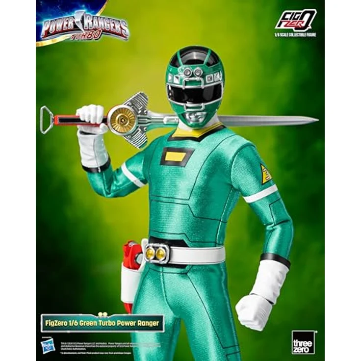THREEZERO Power Rangers Turbo FigZero Actionfigur 1/6 Green Turbo Power Ranger, 30 cm, detailreich mit austauschbaren Teilen und Zubehör – Bild 9