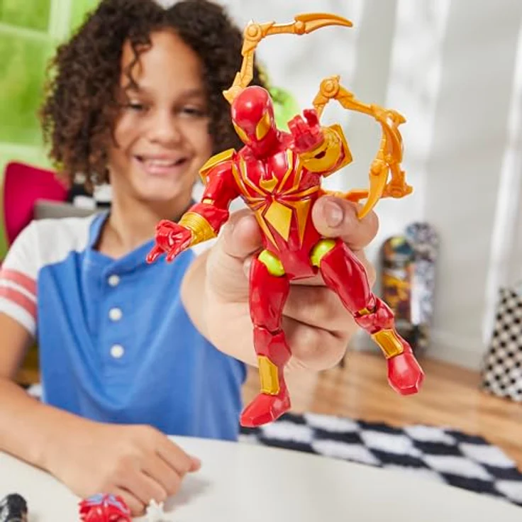 Marvel Spider-MAN MixMashers Iron individualisierbare Deluxe Action-Figur mit Venom-Teilen und Accessoires, Rot – Bild 3