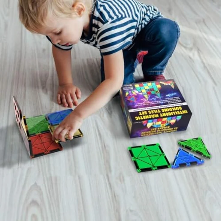 Desire Deluxe Magnetbaukästen, Lernspielzeug für Kinder ab 3 Jahren, XXL Set mit 47 Teilen, extra starke Magnetsteine, ungiftiges Material – Bild 2